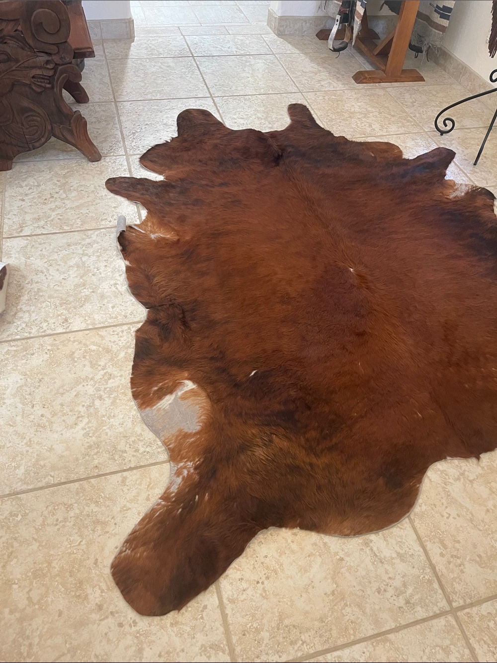 Brown Natural Cowhide Rug 85x77 xxl cowhide rug. - Picture 3 of 10